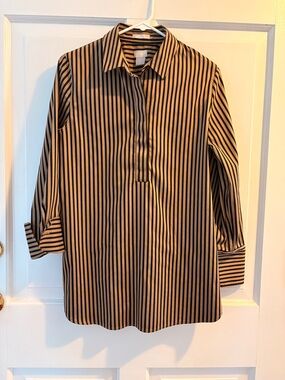 Chico's Black and Tan Striped Top